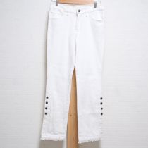 白裾折り返しレースデニムパンツ【L】