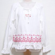 白花ロゴ刺繍スモックブラウス
