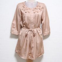 ベージュ系シルクブレンドリボン使いチュニックブラウス【3(9号)】
