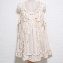 生成リボン使いローンチュニックブラウス