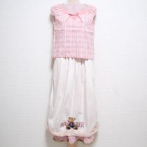 ピンク系チェックブラウス&バンダナくまスカート