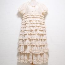 生成サテンリボン使い段々ローンワンピース
