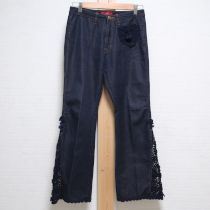 紺モチーフニット使いデニムパンツ【M】