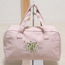 ピンククローバーブーケ刺繍バッグ