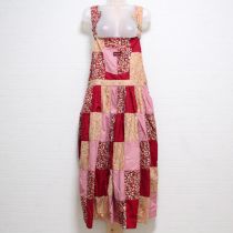 赤小花パッチワークサロペットスカート