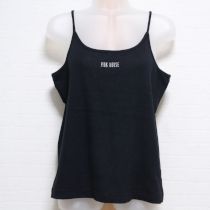 黒ロゴ刺繍針抜きカットソーキャミソール【L】