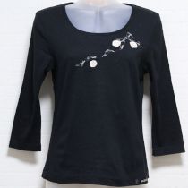 黒リボンカメリア刺繍長Tシャツ【M】