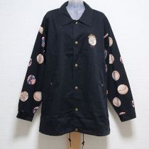 黒ベースボールプリント綿コート
