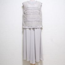 グレーフラワーレース×シフォンブラウス&スリットパンツ【4(11号)】