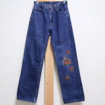 紺花刺繍デニムパンツ【S】