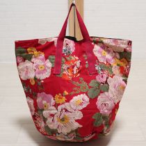 赤花柄バケツバッグ
