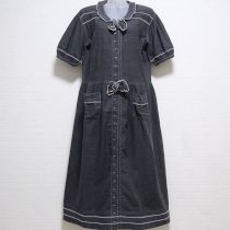 黒デニムリボン付ワンピース