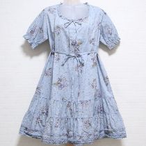 サックス勿忘草チュニックブラウス