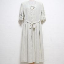オフ白水玉パッチワークワンピース