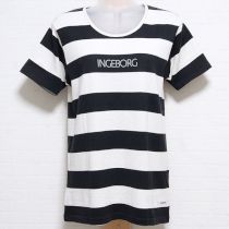 黒×オフ白ボーダーロゴTシャツ