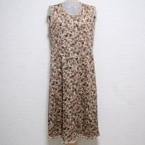 茶系花柄カットソーワンピース