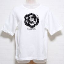 オフ白シルケットカメリアモチーフTシャツ【3(9号)】