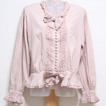 ピンクピコフリルぺプラムブラウス