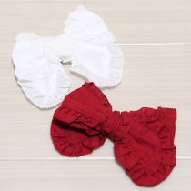 赤×白リボンブローチ2個セット