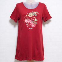 赤チェリープリントロングTシャツ