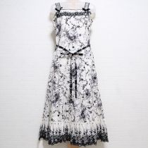 白×黒エンブロイダリー花柄キャミワンピース【9号】