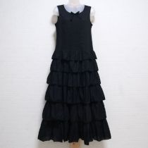 黒ピンタックローン段々ワンピース