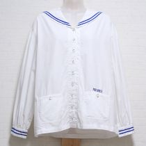 白×ブルーロゴ刺繍セーラーブラウス