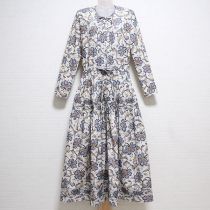 生成×ブルー系更紗柄ワンピース