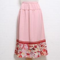 ピンク縮緬×和柄スカート