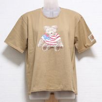 ベージュ星条旗くまTシャツ