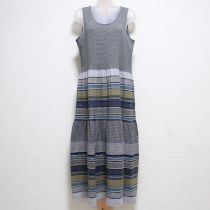 紺系マルチボーダーカットソーワンピース