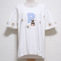 オフ白くま刺繍Tシャツ【L】