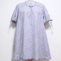 ブルー花迷子のハチドリptチュニックブラウス