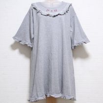 グレーレース&フリルロゴ刺繍カットソーチュニック