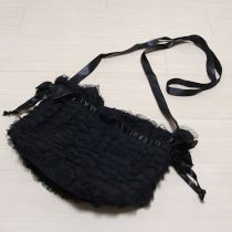 黒ドットチュール段々フリルバッグ