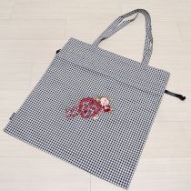 黒×白アンジェリークローズ刺繍巾着エコバッグ