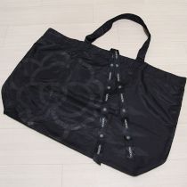 黒カメリアプリントエコバッグ