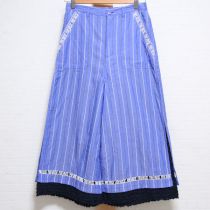 ブルー系ストライプロゴレースワイドパンツ【3(M)】