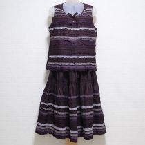 パープルカラーピコフリルローンブラウス&スカート