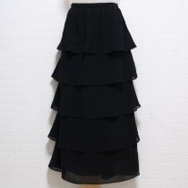 黒ピコット使いジョーゼット段々スカート