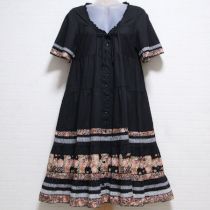 黒ローズガーデンパッチワークワンピース