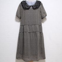 黒レース&サテンリボン水玉ワンピース