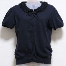 黒ローン襟ニットカーディガン