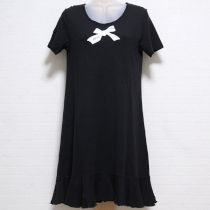 黒リボンプリントカットソーチュニック