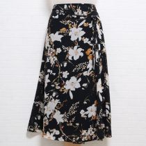 黒レース使いゆり柄シフォンスカート【M】