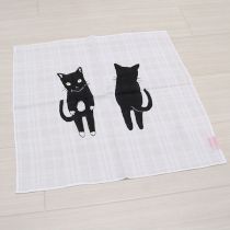 白黒猫ハンカチ