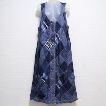 紺パッチワークデニムジャンパースカート
