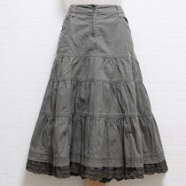 カーキ系ピコフリル使い段々切替えスカート【L】