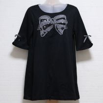 黒リボンスパンコール刺繍カットソーチュニック【4(11号)】