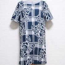 青系チェックカメリアカットソーチュニック【3(9号)】